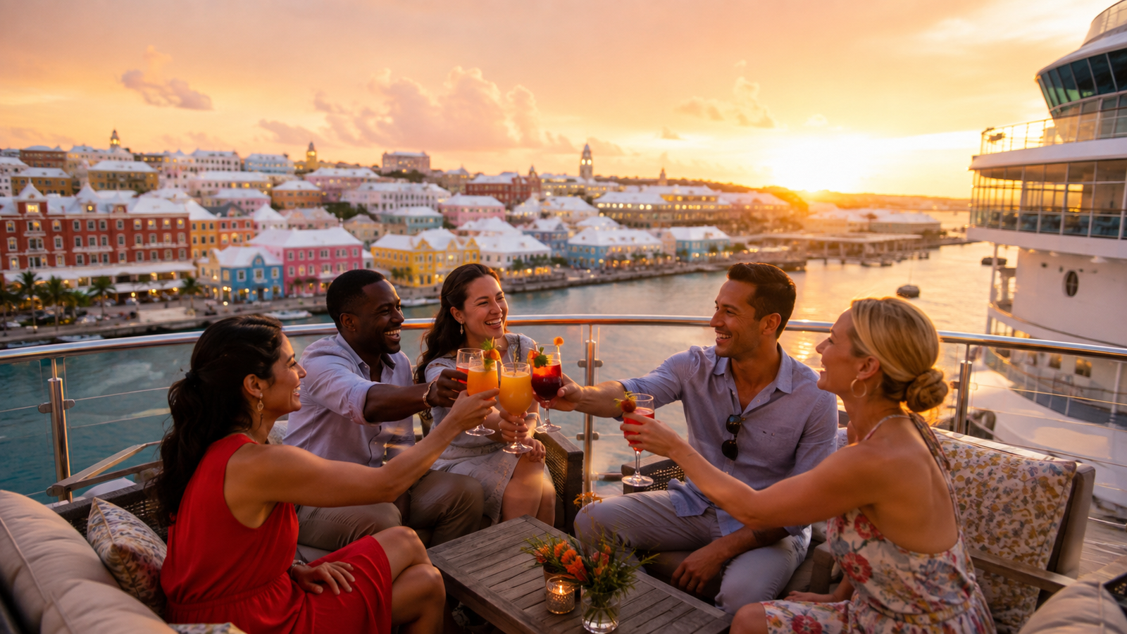 A cruise ship docked at King's Wharf in Bermuda