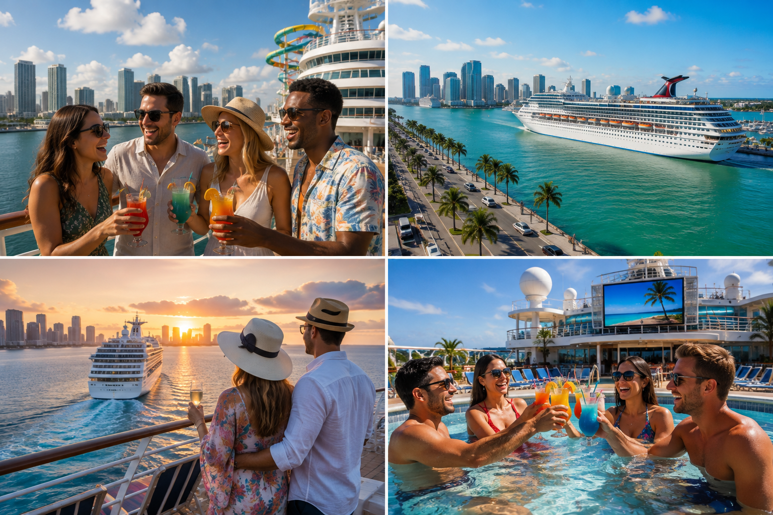 A cruise ship docked at PortMiami