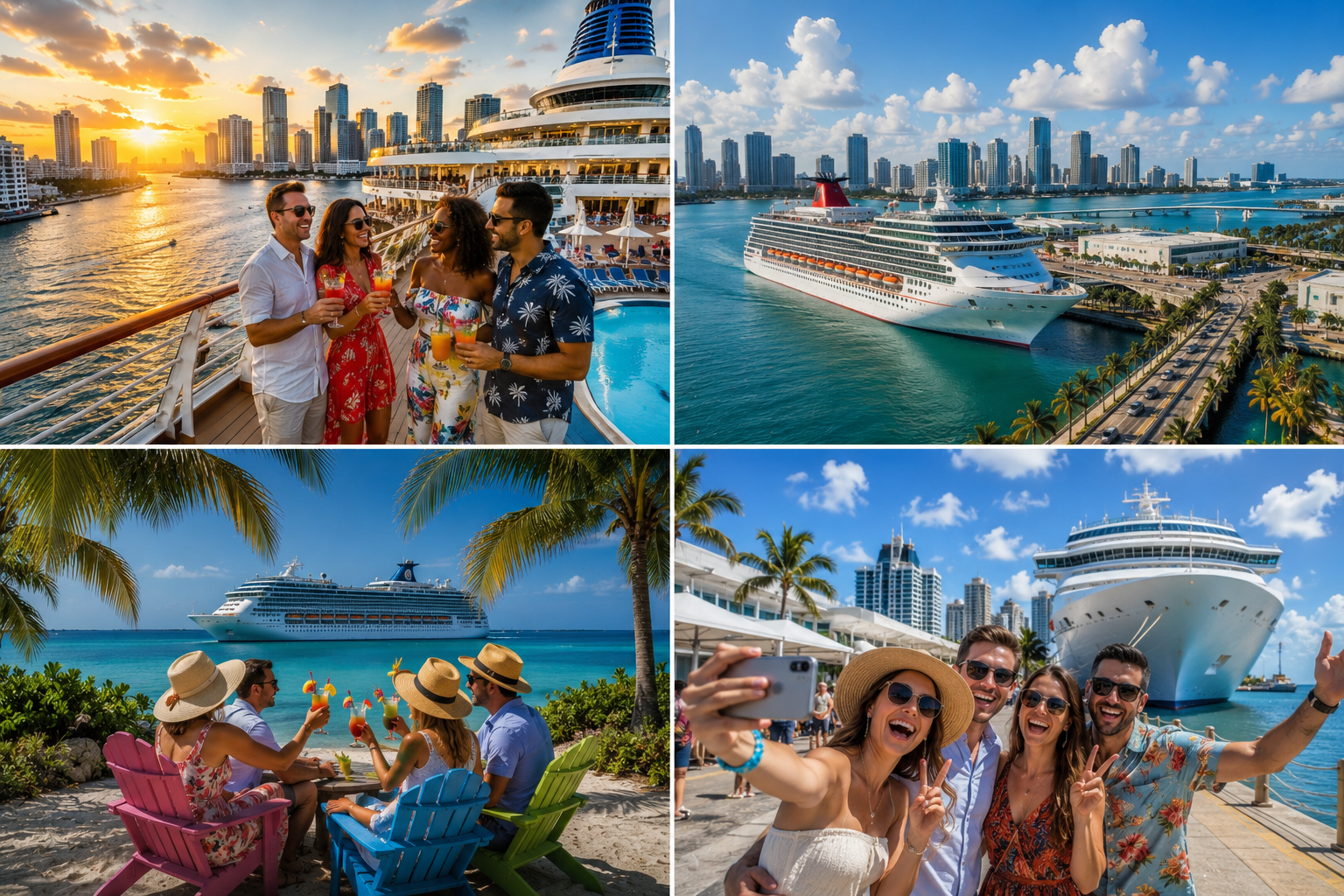 A cruise ship sailing near the Bahamas from Miami