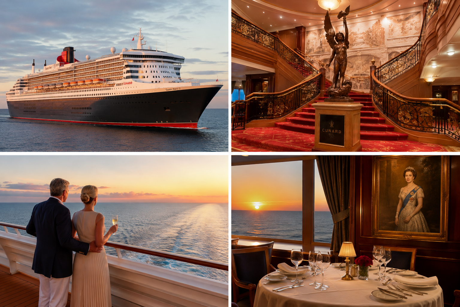 A formal evening event on a Cunard ship
