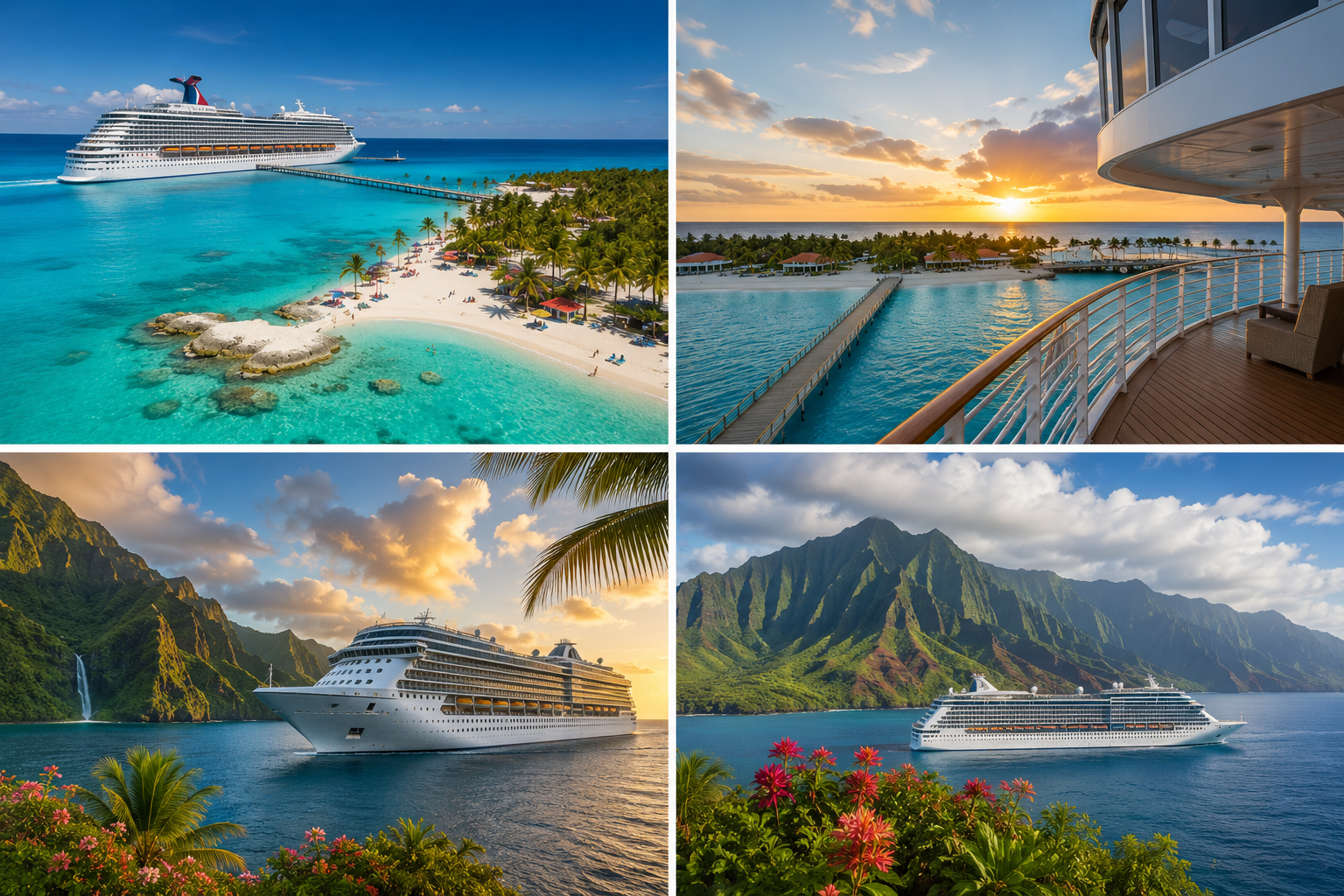 A cruise ship sailing near the Hawaiian Islands