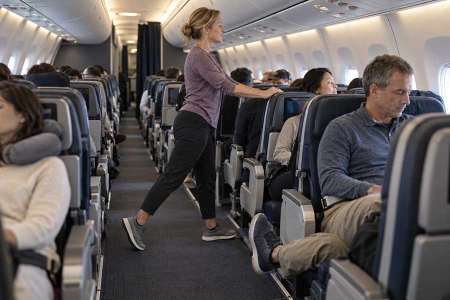 Traveler enjoying daylight outdoors shortly after landing from a long flight