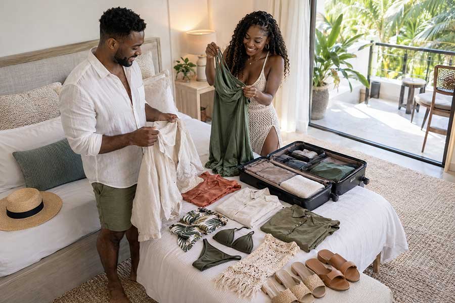 A traveler packing for an all-inclusive resort vacation