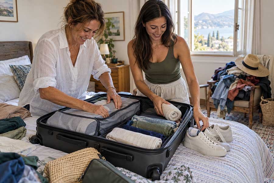 A neatly packed suitcase with only the essentials