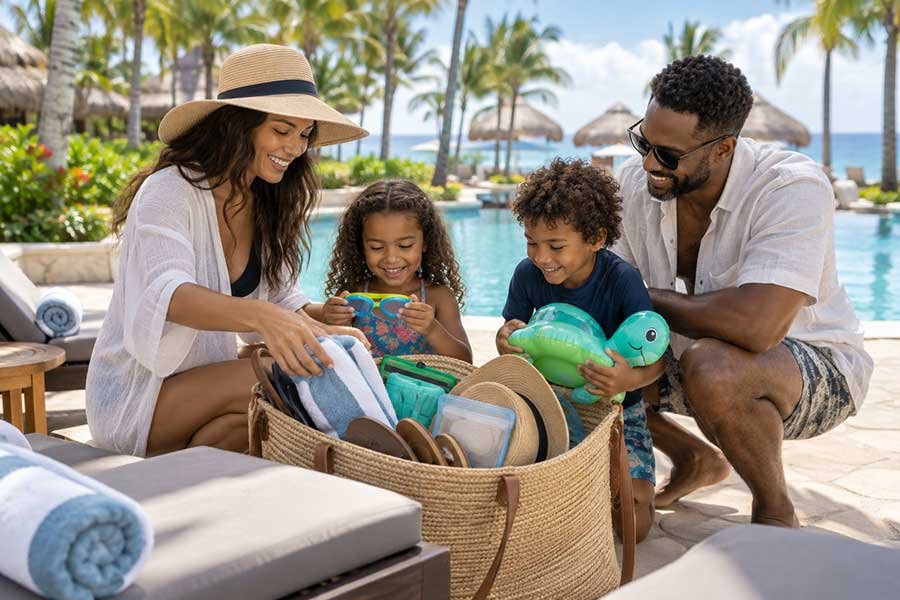 Sun and bug protection packed for a family resort trip