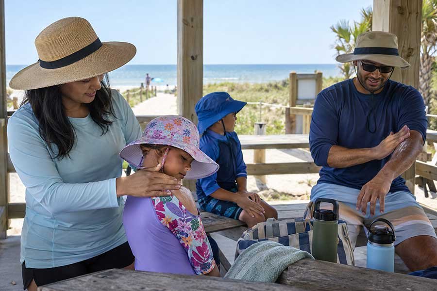Kids building sandcastles at the beach