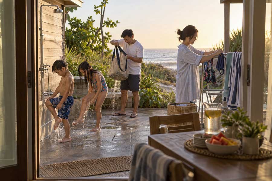 A calm and relaxing beach club setting
