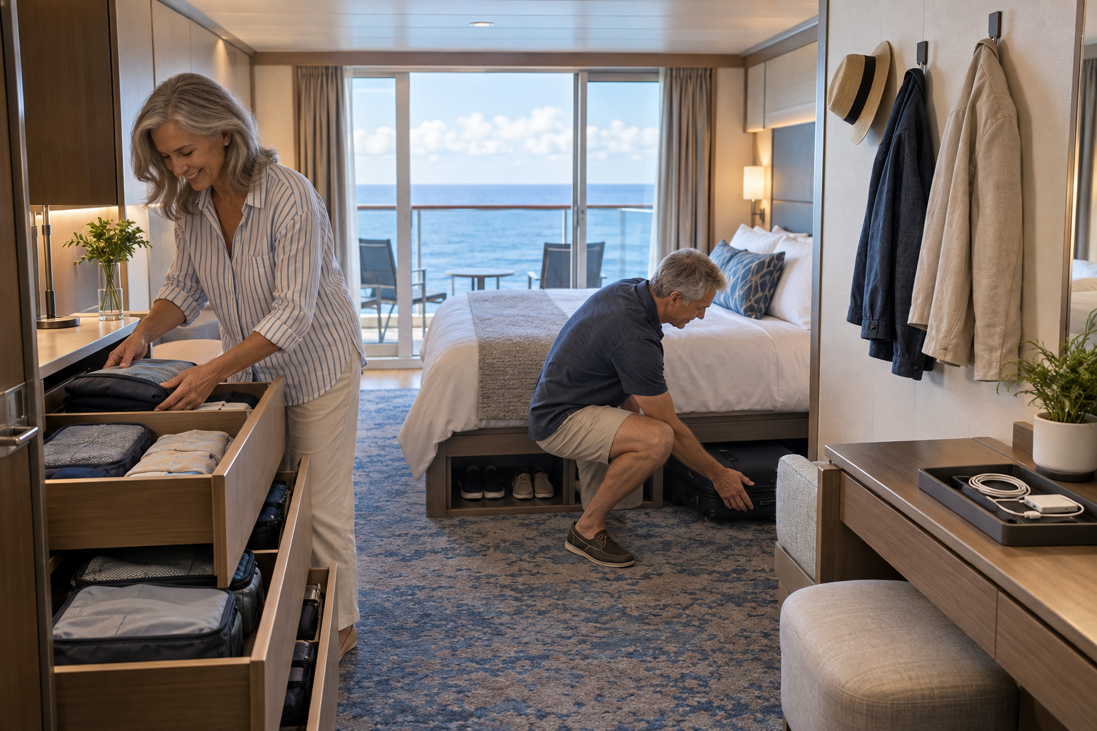 A traveler packing smart for a cruise vacation
