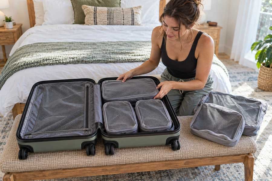 A beginner trying packing cubes for the first time