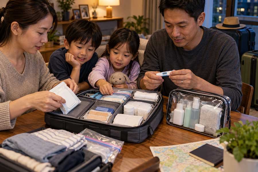 Medications and allergy information organized for a kid's trip