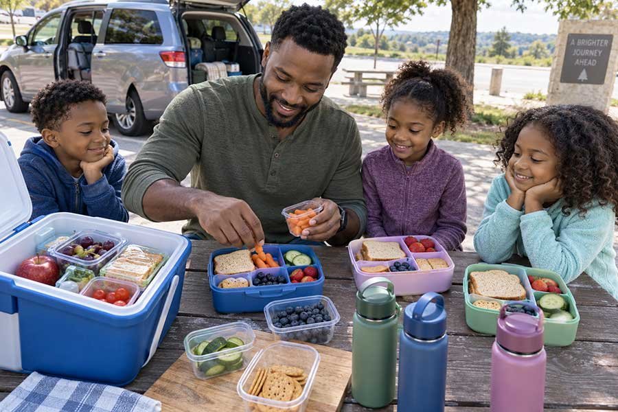 A rationed entertainment system for kids on a road trip