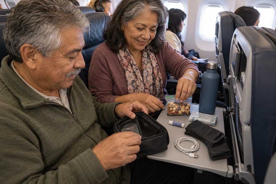 Free snacks and drinks included in an economy class flight