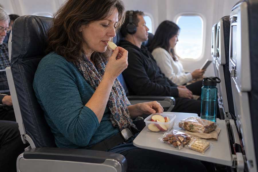 Portioned snack bags packed and ready for a smooth trip through airport security