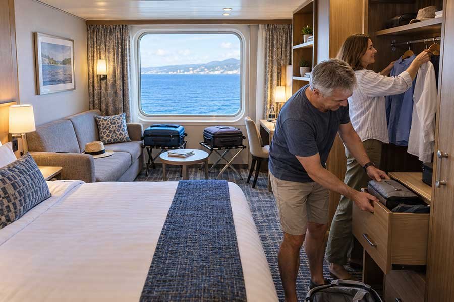 Cruise dining room with a variety of meals included in the fare