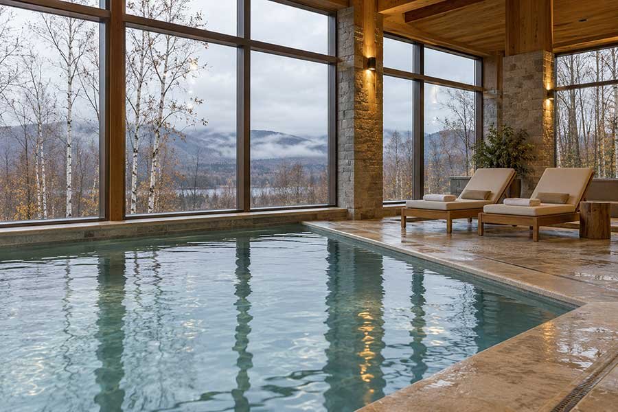 Quiet countryside spa retreat with a peaceful pool for a restful Thanksgiving weekend
