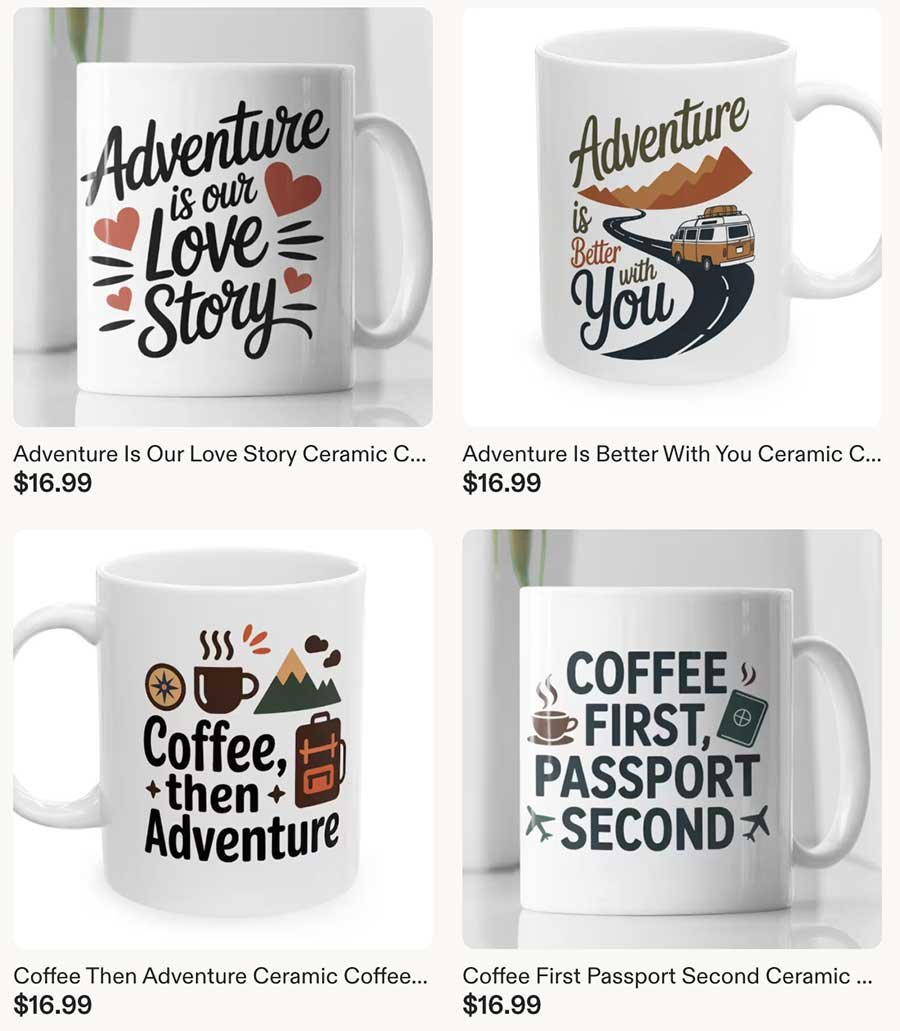 Coffee mug from our travel store on Etsy