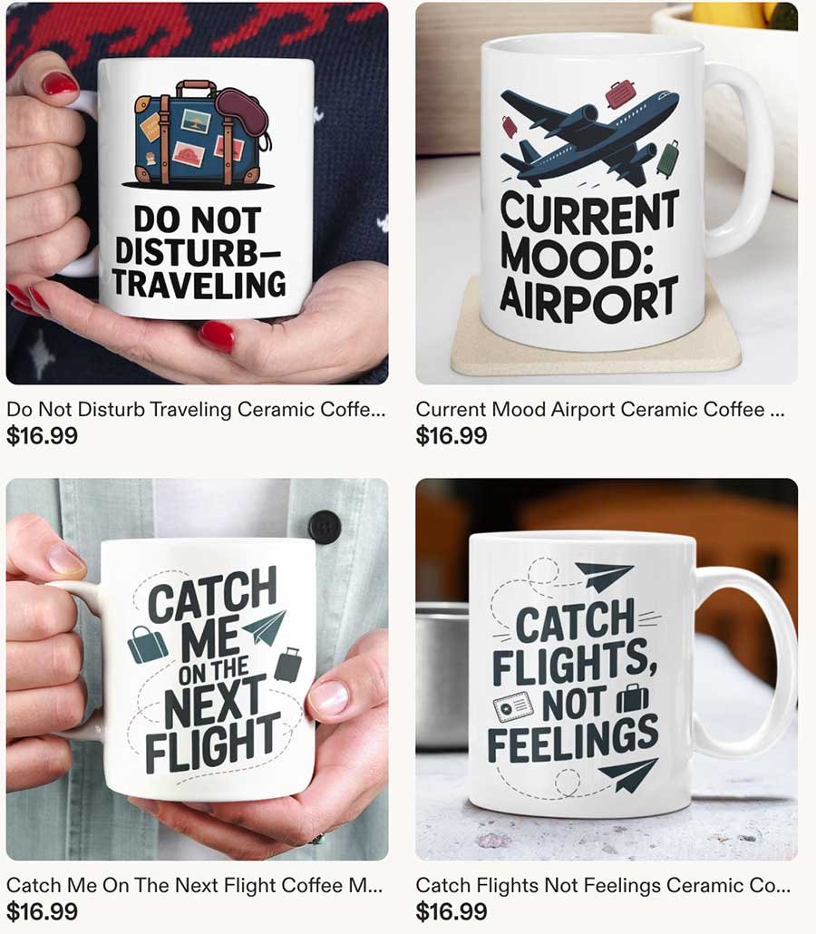 Coffee mug from our travel store on Etsy