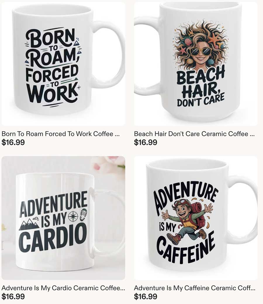Coffee mug from our travel store on Etsy