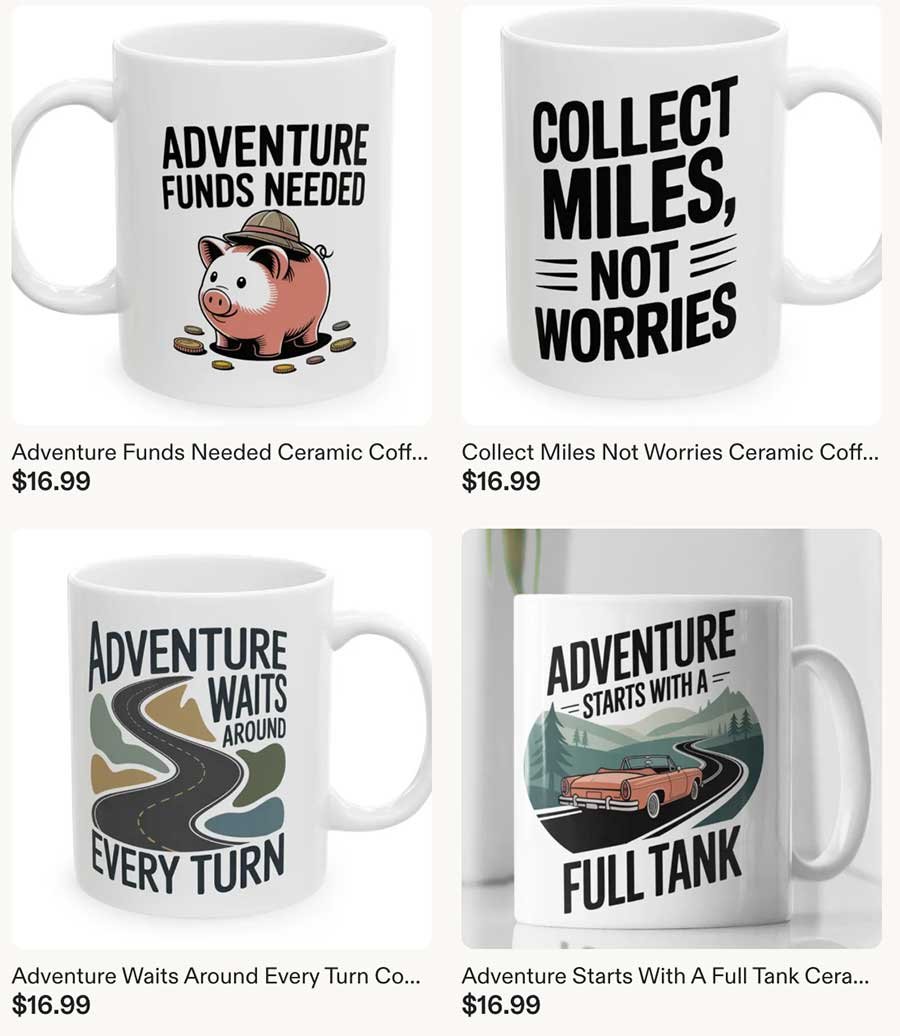 Coffee mug from our travel store on Etsy