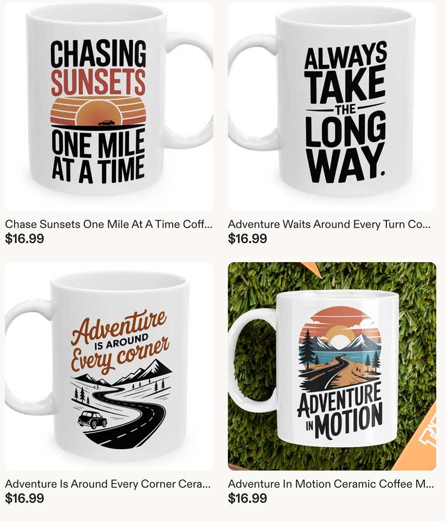 Coffee mug from our travel store on Etsy