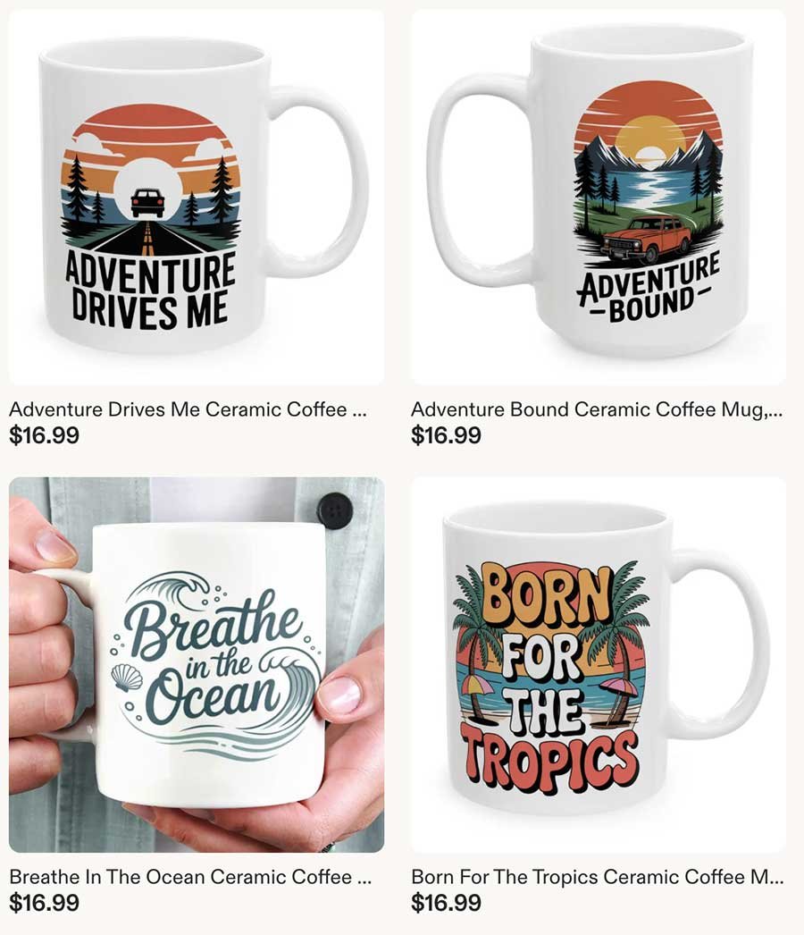 Coffee mug from our travel store on Etsy