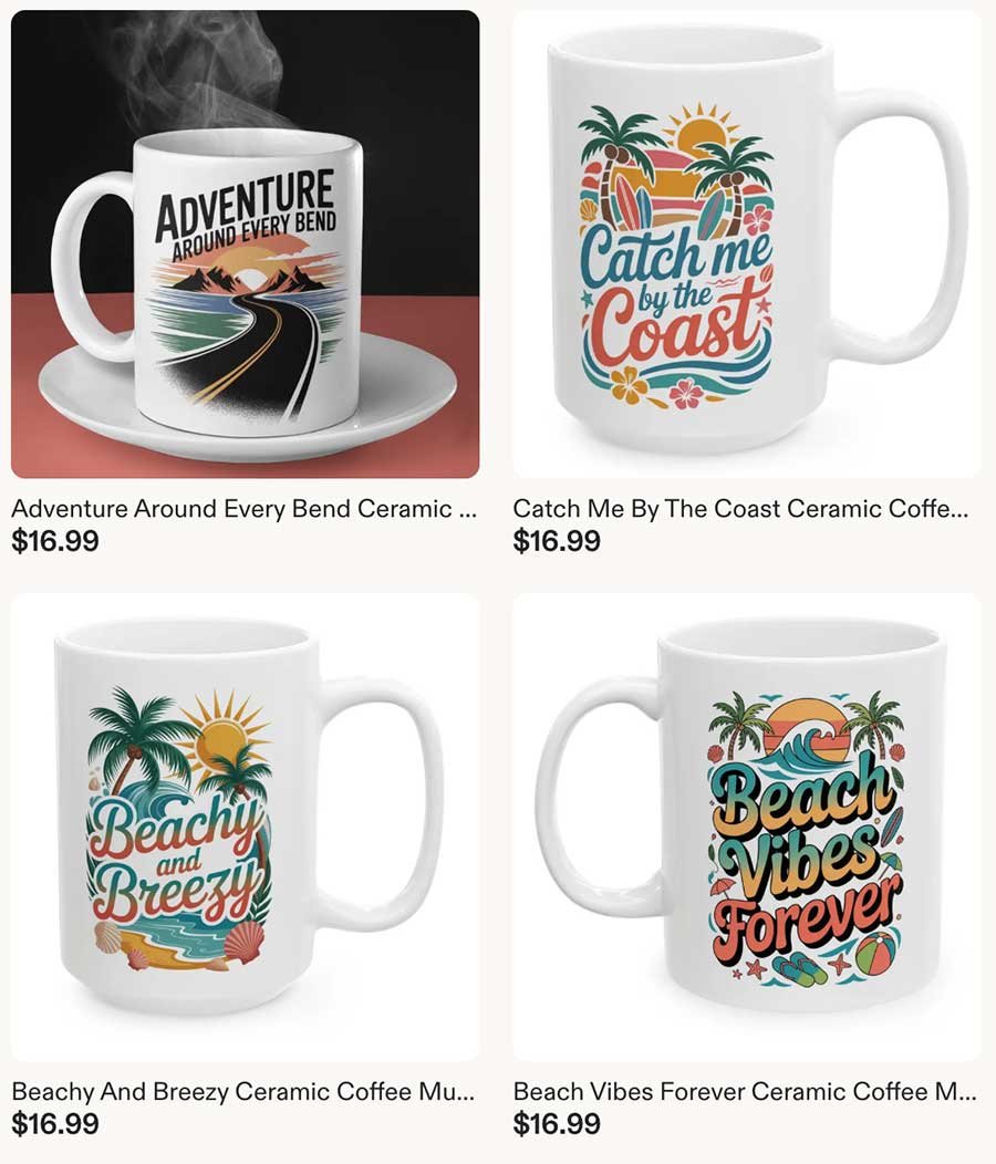Coffee mug from our travel store on Etsy