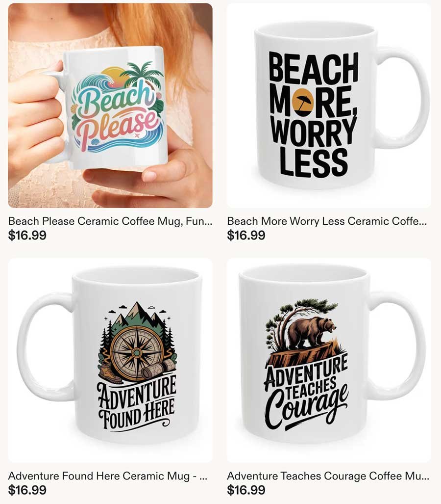 Coffee mug from our travel store on Etsy