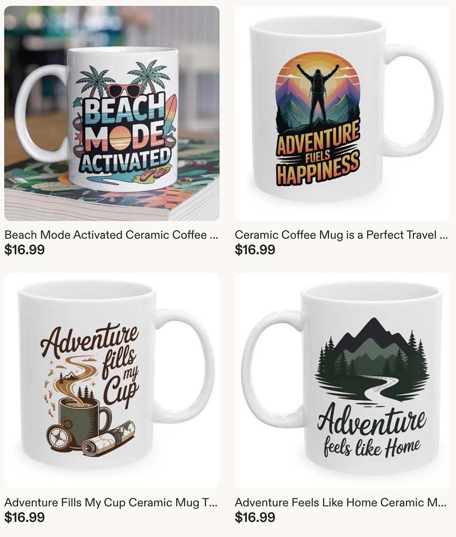 Coffee mug from our travel store on Etsy