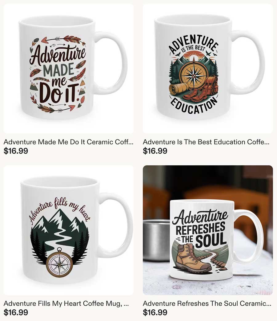 Coffee mug from our travel store on Etsy