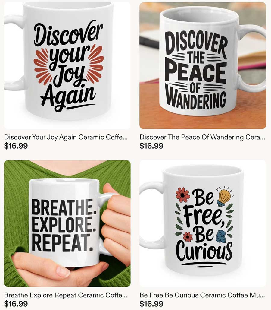 Coffee mug from our travel store on Etsy