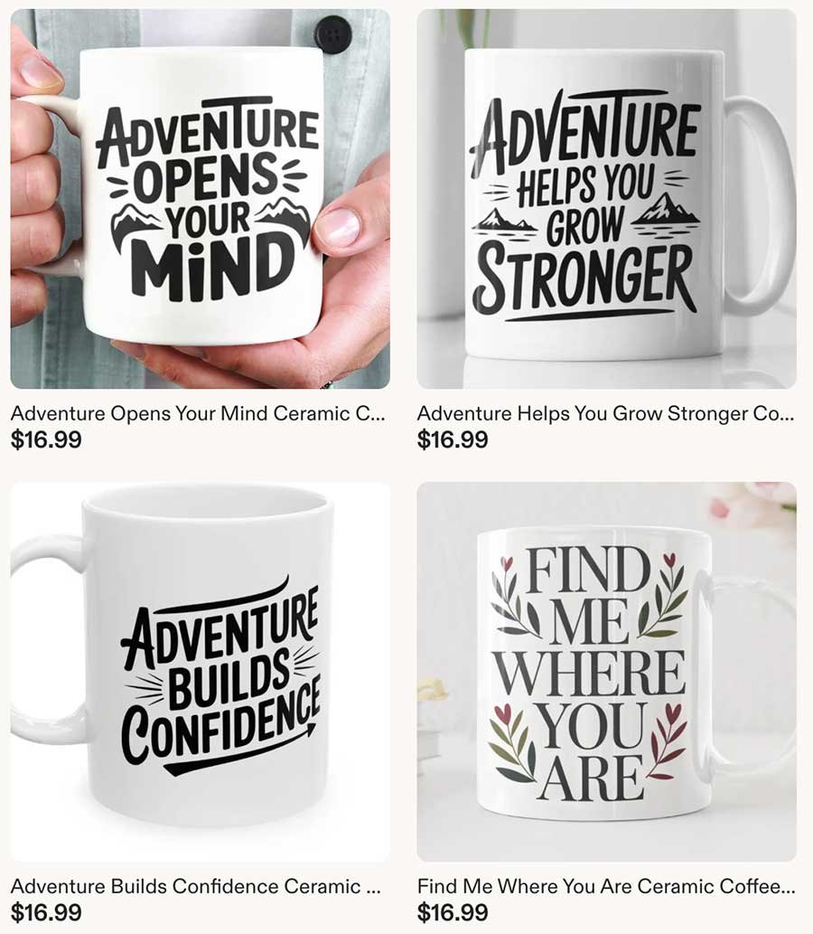 Coffee mug from our travel store on Etsy