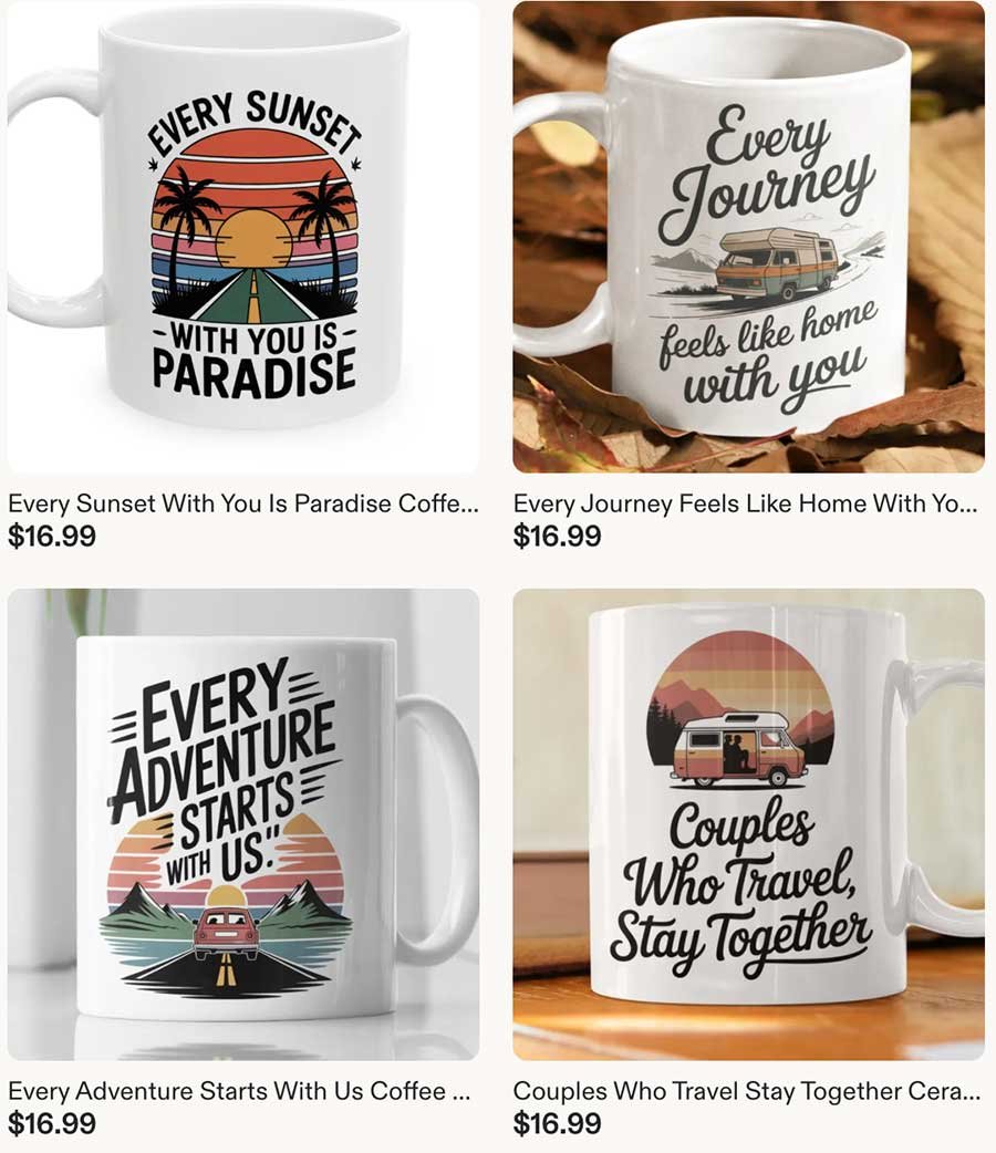 Coffee mug from our travel store on Etsy