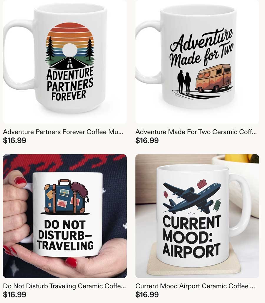 Coffee mug from our travel store on Etsy
